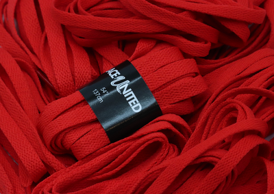 Solar Red Flat Laces - Gold Aglets