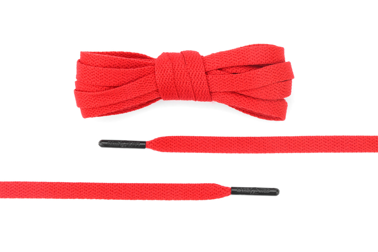 Red Flat Laces - Black Aglets