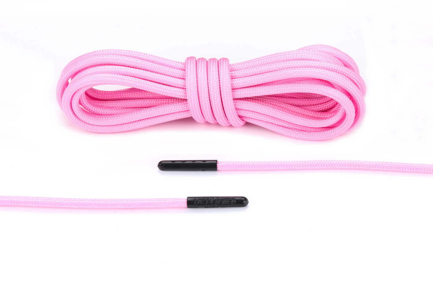 Pink Round Laces - Black Aglets