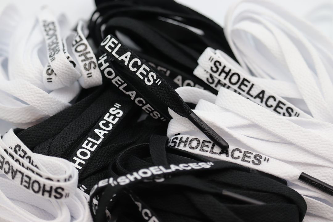 Black off white shoelaces discount