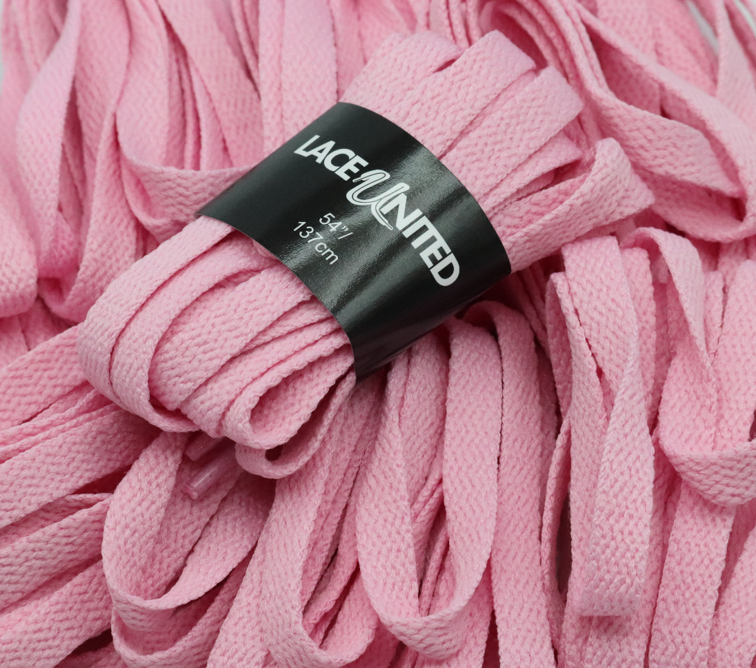 Pink Flat Laces - Black Aglets