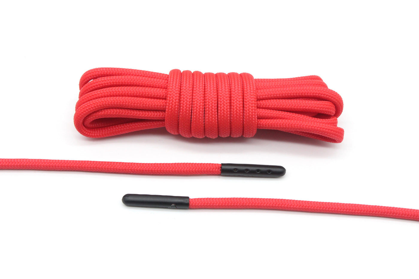 Red Round Laces - Black Aglets