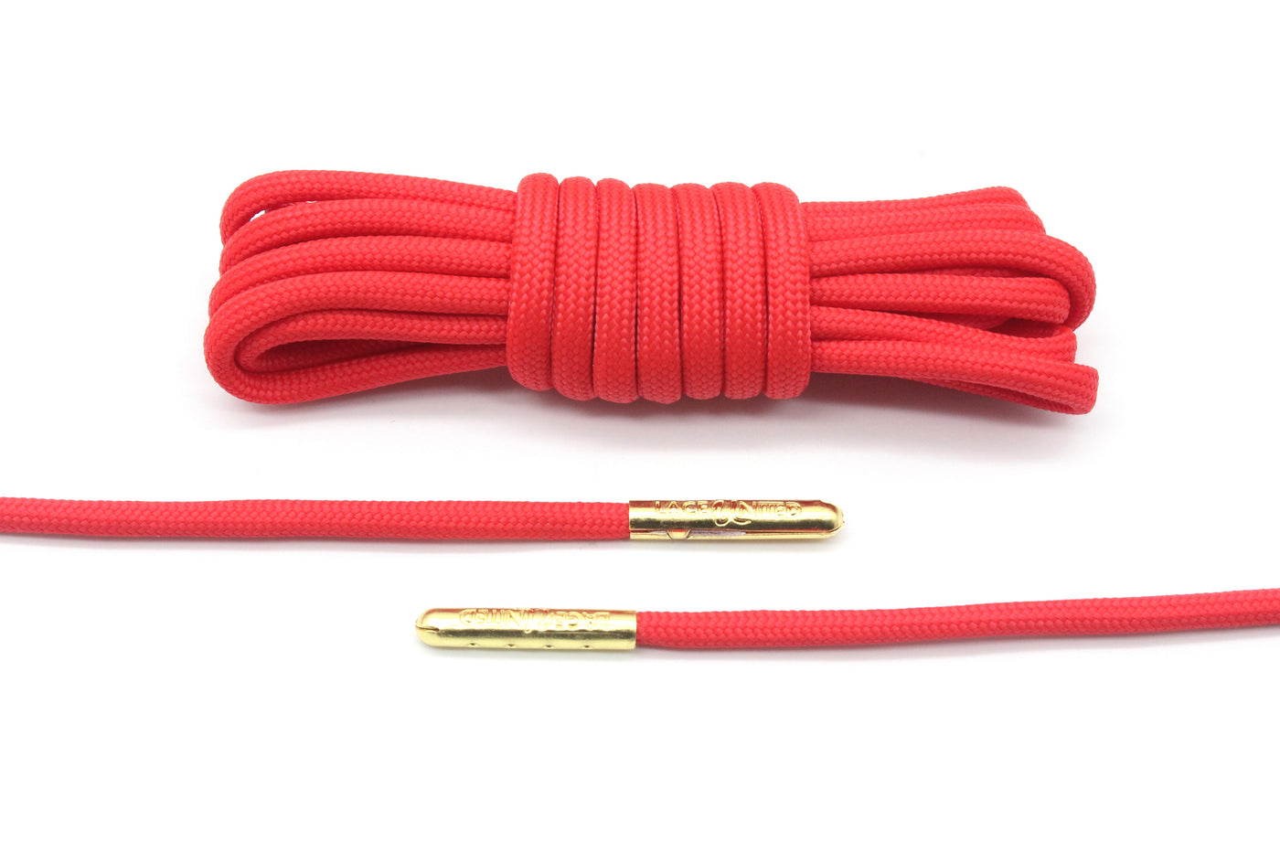 Red Round Laces - Gold Aglets