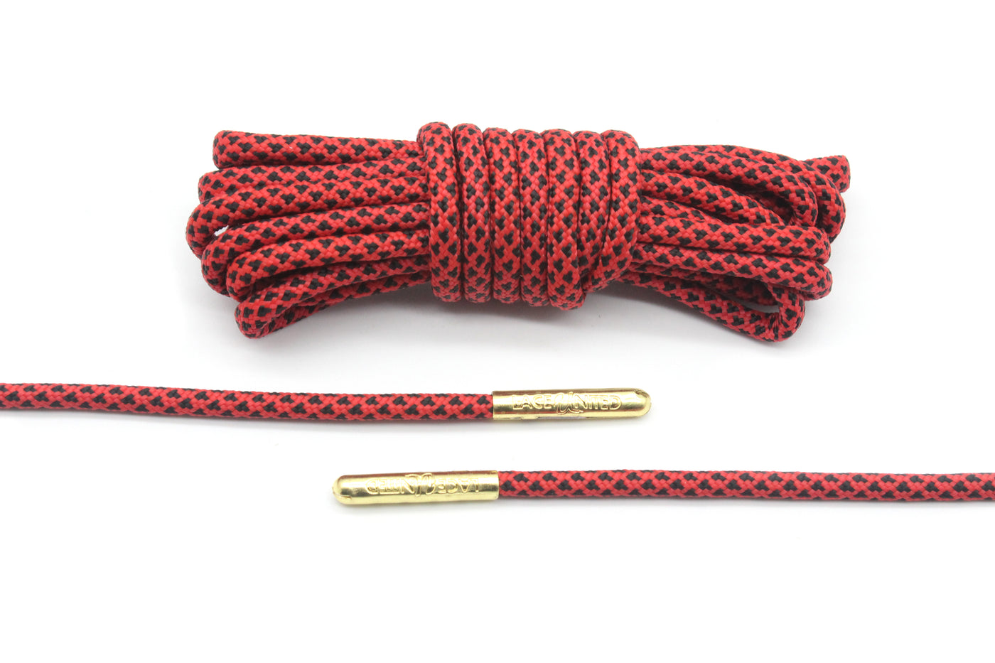 Red/Black Round Laces - Gold Aglets
