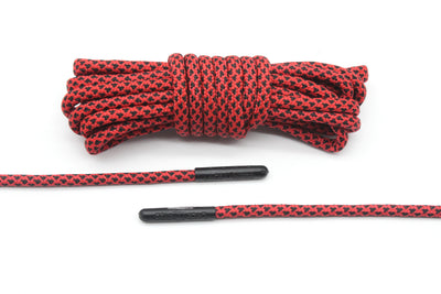 Red/Black Round Laces - Black Aglets