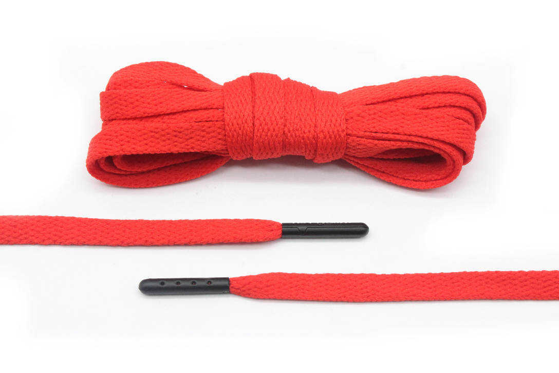 Solar Red Flat Laces - Black Aglets