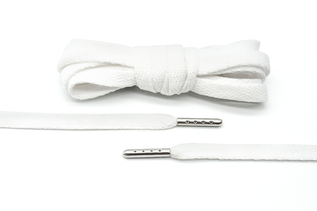 White Flat Laces - Silver Aglets