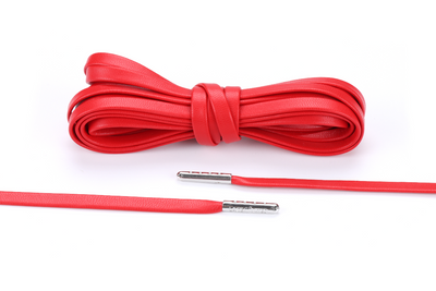 Red Premium Leather Laces - Silver Aglets
