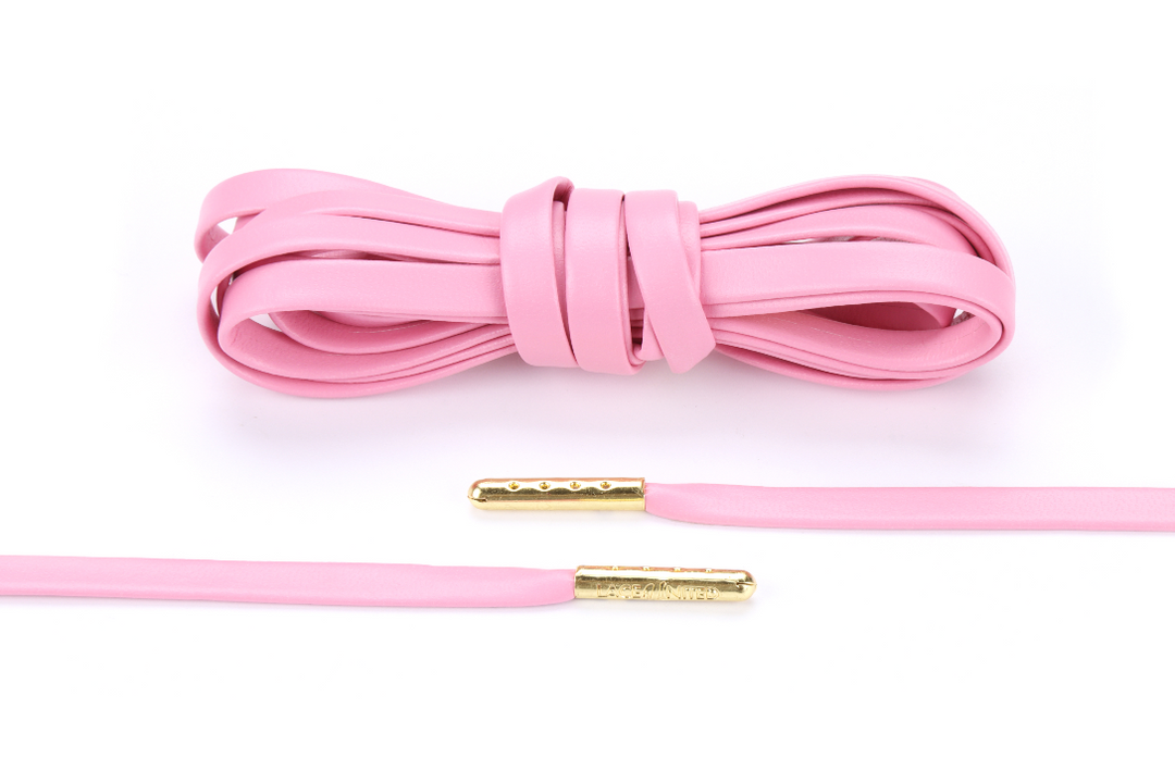 Pink Premium Leather Laces Gold Aglets 63