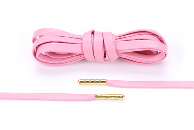 Pink Premium Leather Laces - Gold Aglets