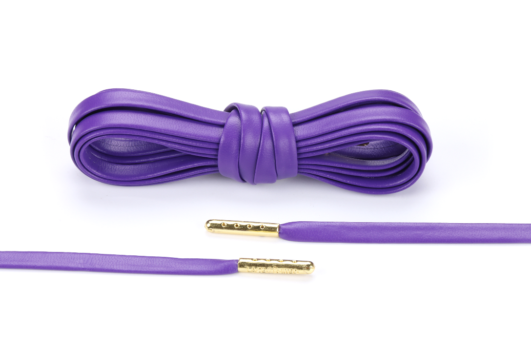 Purple Premium Leather Laces - Gold Aglets